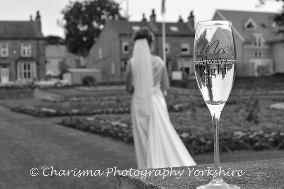 Bride with 'Mrs Always Right' glass