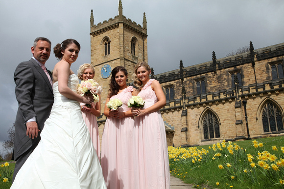 Bride with Dad and Bridesmaids outside Church